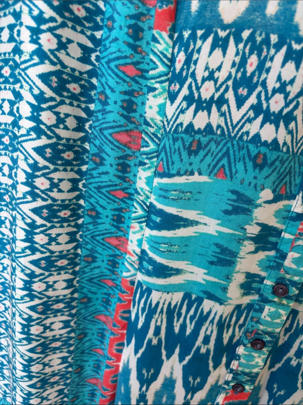Tolani Turquoise Blue & Coral Patterned Midi Dress - Picture 3 of 12